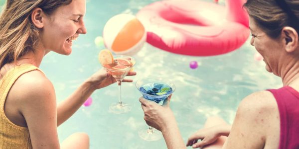 Cocktail party by the swimming pool